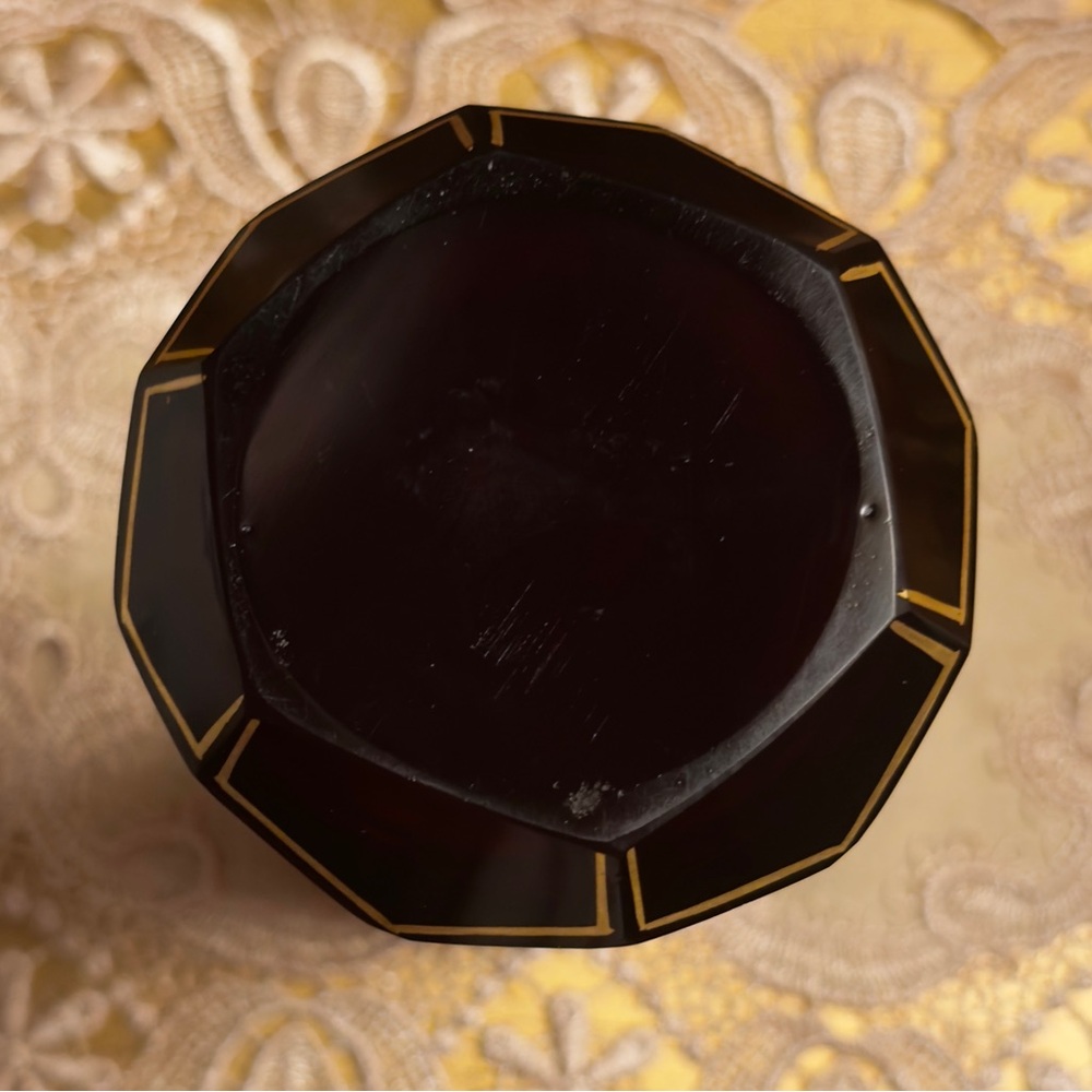 Vintage Ruby Red and Gold Glass Decorative Vase - Picture 8 of 8